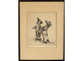 Vintage Diana Thorne Signed Original Etching ' At Your Service ' In Frame