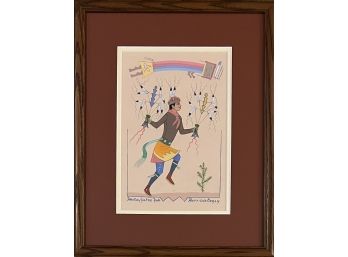Harrison Begay Original Acrylic Painting ' Boy Feather Dancer ' With COA