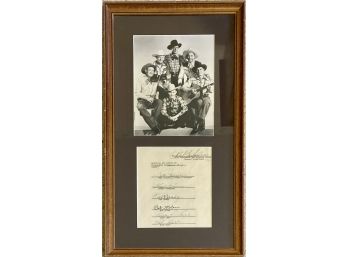 Sons Of The Pioneers Signed Document And Band Print 1951 In Frame