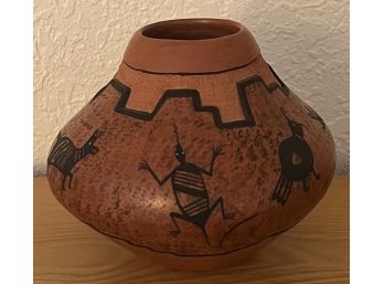 Original Hopi Artist Lawrence Namoki Carved Pottery Pot - Mimbre