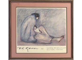 R.C. Gorman Signed 1981 Susan Brown Gallery Scottsdale Arizona Print In Custom Frame