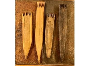 Collection Of Native American Hand Carved Wood Rug Combs