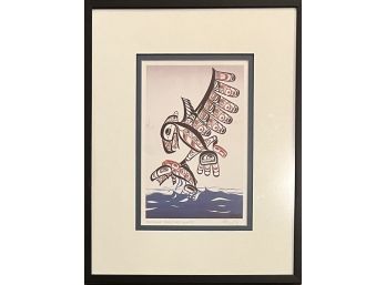 William Herbert Helin Tsimshian Eagle And Sockeye Signed Print In Frame
