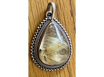 Sterling Silver And Vintage Rutilated Quarts Pendant