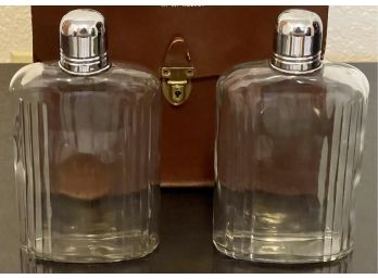 Vintage Leather Case With (2) Liquor Bottles