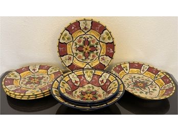 8 Large Pier 1 Vallarta Earthenware Platters And Bowls