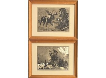 (2) Small R.H. Palenske Foil Etching Prints - I'll Go See, Looking For Me