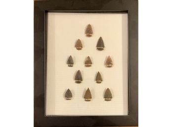 Collection Of Framed Arrowheads - Agate, Jasper, And More