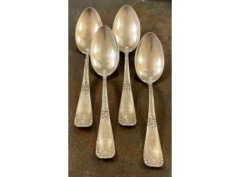 (4) Antique Sterling Silver Teaspoons Weigh 84 Grams Total
