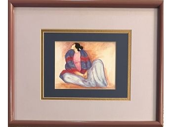 R.C. Gorman Blue Blanket Shawl Print In Frame