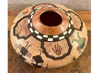 Lawrence Namoki Hopi Native American Pot Hopi II Pot - Hand Coiled Hand Painted
