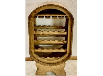 Mixed Wood Made In Mexico Oval Wine Rack Bar For Bottles & Glasses With Original Tag