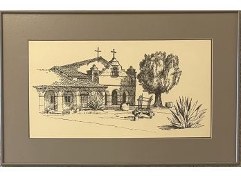Original Pen And Ink Mission San Antonio De Pedua