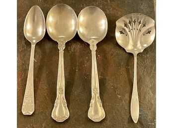 (2) Gorham Sterling Silver Soup Spoons, Webster Pierced Sterling Server, AM And H Co. Spoon - 118 Grams Total