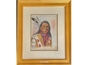 Original Clarence Ellsworth Signed 1957 ' Jack Red Cloud ' Water Color In Custom Frame