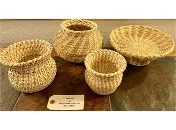 Collection Of (4) Handmade Papago Indian Baskets - Cells, Arizona