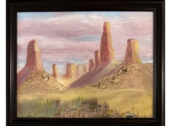 Original Arizona Landscape Oil Painting In Frame