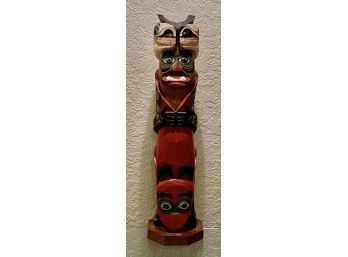 Blackshin 14 Inch Carved Hand Painted Totem Pole Saxman Alaska