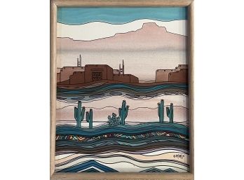 Original Greg Kyle 1991 Oil On Canvas Southwestern Scene Tucson Arizona