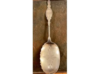 Antique Coin Silver 900/1000 N.W.S.W. MFG Co. Etched 10' Serving Spoon - 86 Grams Total