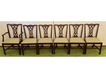 Set Of (6) Antique Mahogany Chippendale Chairs - (1) Captain Chair