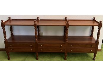Mid-century Modern 6-drawer 2 Tier Shelf With Brass Pulls
