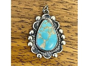 Bell Trading Post Sterling Silver And Turquoise Navajo Pendant