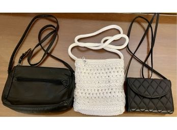 (3) Vintage Purses - Black Quilted Neman Marcus, The Sak, And Tano