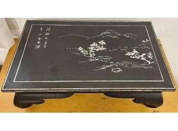 Japanese Mother Of Pearl Shell Inlay Vintage Tea Table With Brown Lacquer Rosewood Includes Smithsonian Letter