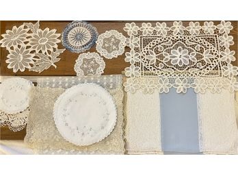 Collection Of Antique Lace And Crochet Linens - Doily, Napkins, And More