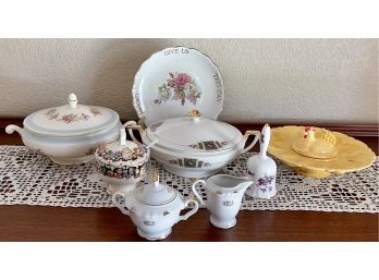 Collection Of Vintage Porcelain - Casseroles, Egg Plates, Cream, Sugar And More - Cleveland China, Etc.