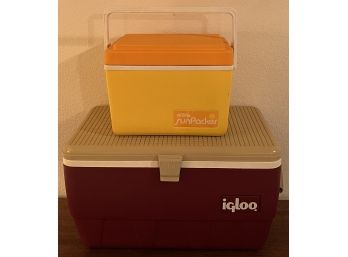 (2) Vintage Coolers - Igloo And Thermos Sunpacker