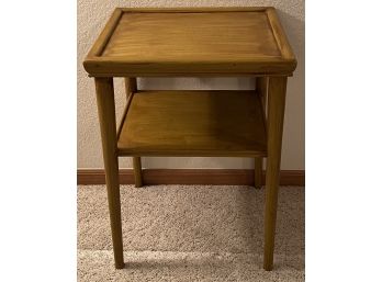 Vintage Wood And Veneer 2-tier Side Table/plant Stand