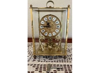 Kieninger And Obergfell West Germany Gold Tone Clock With Key