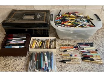 Large Collection Of Vintage Pens And Mechanical Pencils - Firestone, Calligraphy, JDD Oil Man, Harpoles, Etc.