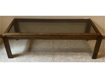Vintage Wooden Glass Top Coffee Table