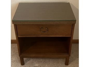 Vintage Kroehler Single Drawer Side Table With Glass Top