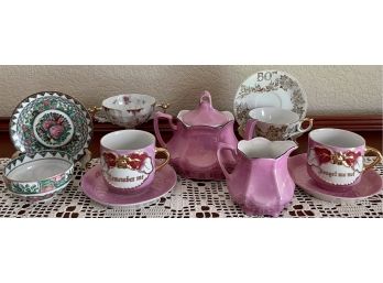 Collection Of Vintage Cups, Saucers, Teapot, And Creamer - Germany Lusterware, Japan, And More