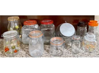 Collection Of Storage Jars - Solitaire Coffee, Anchor Hocking, Triomphe, And More