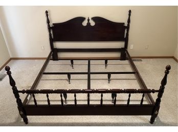 Vintage Kincaid King Size 4 Poster Cherry Wood Bed Frame With Metal Base