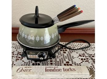 Vintage Oster Electric Fondue Pot With Forks