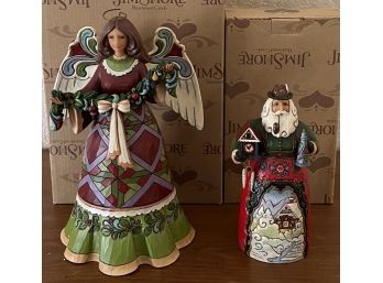 (2) Heartwood Creek By Jim Shore Figurines - Frohe Weihnachten And Glorious Garlin With Original Boxes