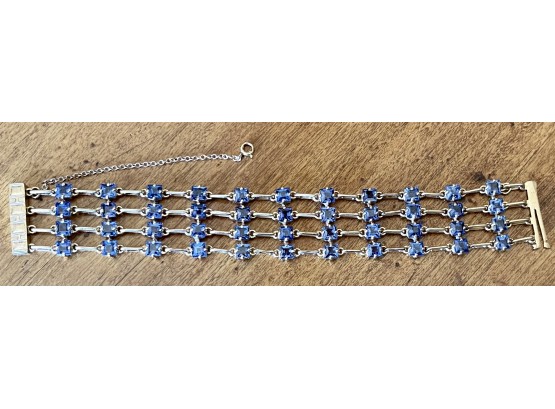 Incredible 14K Gold And Sapphire Multi Strand Bracelet 6.75' Long And Weighs 25.6 Grams