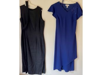 Vintage Amanda Smith Blue Dress With Bead Embroidery And A Vintage Marona Black Dress