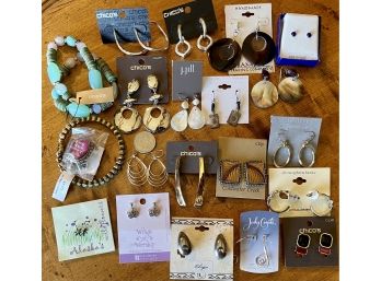 Designer Lot Of Post And Clips Earrings - Chicos, JJ Jill, Christopher & Banks, Ganz, Coldwatercreek, More