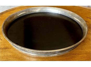 Gorham Sterling Silver & Black Laminate Round Serving Tray (as Is)  11' Wide Total Weight 18.5 Ounces