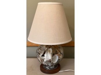 Vintage Glass Globe Base Lamp With Sea Shells (as Is)