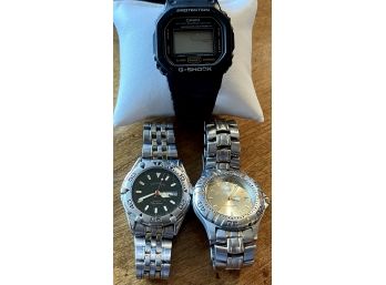 (3) Men's Watches - Cassio MTD-1045 Quartz , G-shock, North Crest The Spirit Of Adventure