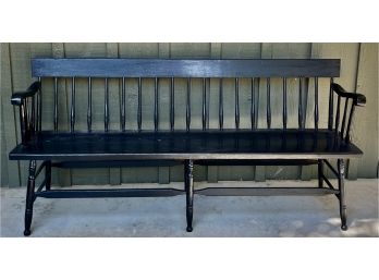 Colonial Style Black Painted Wood Bench 70'W X 16'D X 32'H (as Is)