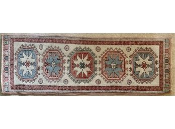 Vintage Hand Knotted Art Deco Wool Rug 21' X 61' (as Is)